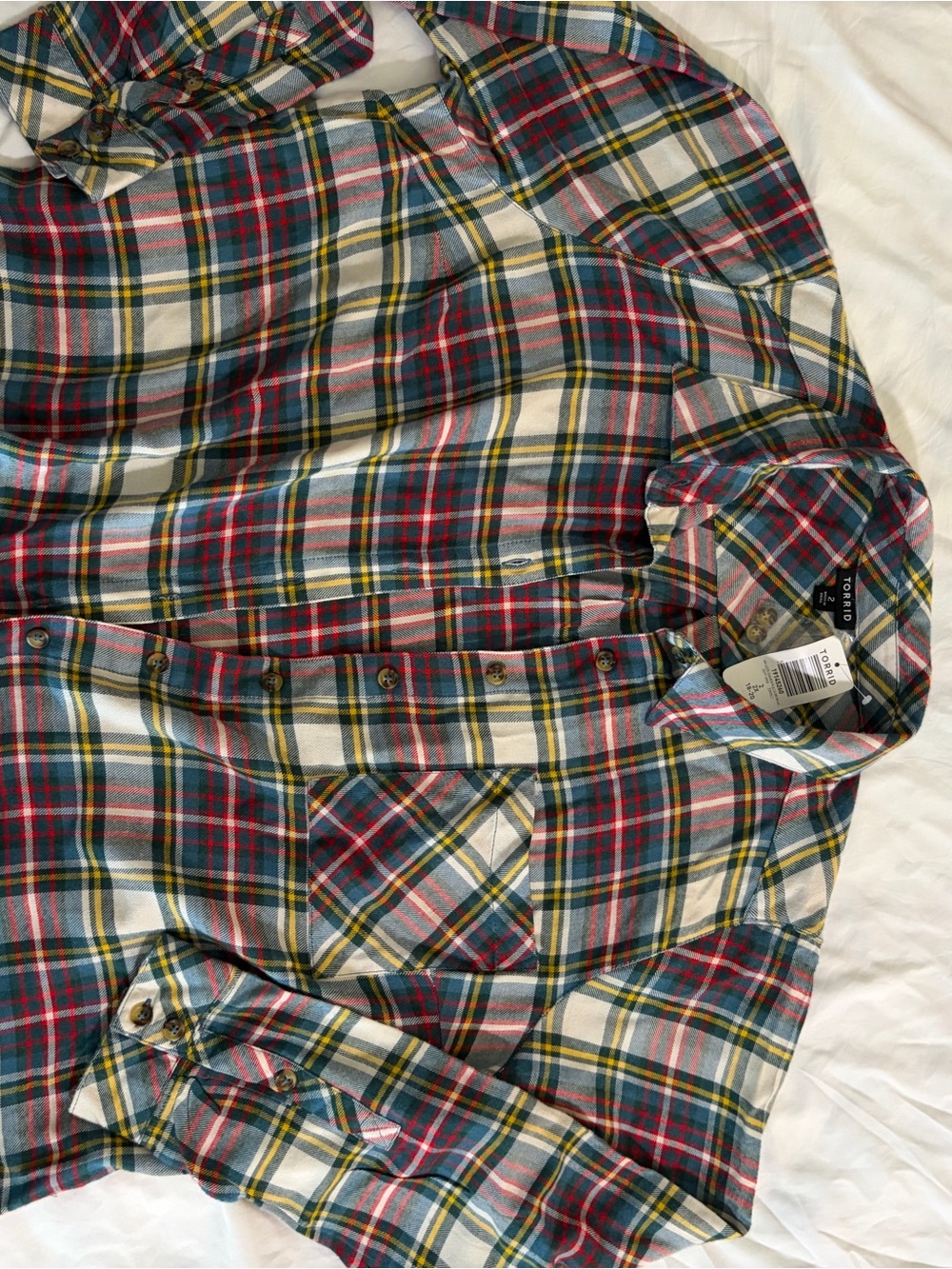 torrid Plaid Shirt in Green, Red, Navy & Cream